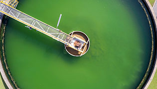 Top down view of water treatment tank